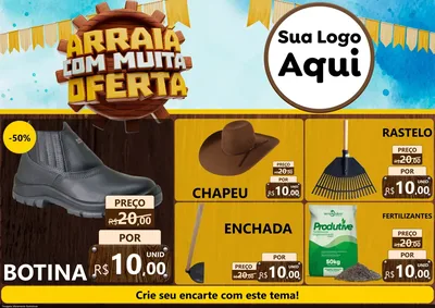 Modelo de Encarte para Encarte A4 Horizontal com o tema Ofertas de São João - Junina para Agropecuária