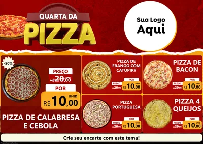 Modelo de Encarte para Encarte A4 Horizontal com o tema Quarta da Pizza para Pizzaria