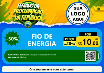 Modelo de Cartaz para Cartaz A4 Horizontal com o tema Feriado da Proclamação da República para Materiais Elétricos