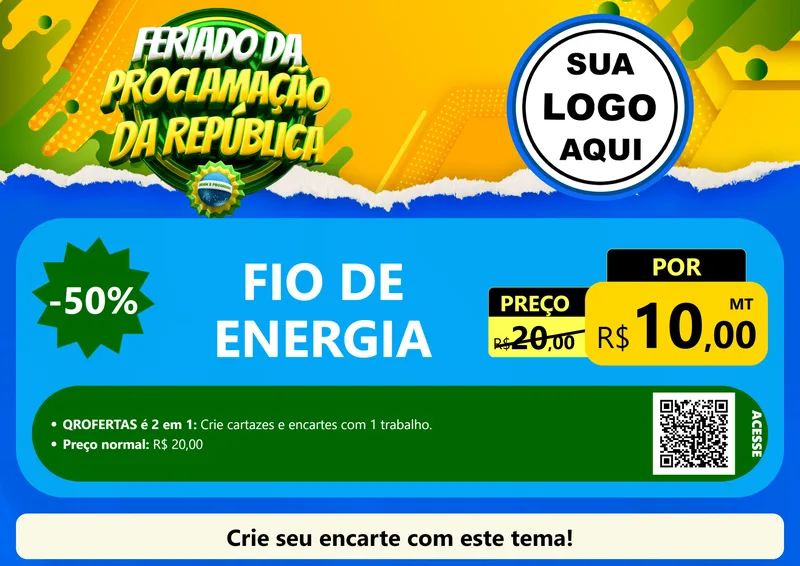 Modelo de Cartaz para Cartaz A4 Horizontal com o tema Feriado da Proclamação da República para Materiais Elétricos