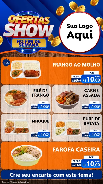 Modelo de TV para TV Vertical com o tema Ofertas Show No Fim De Semana para Restaurante