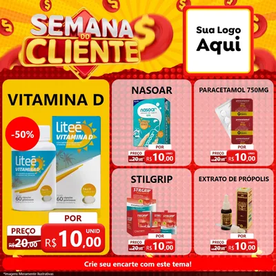 Modelo de Rede Social para Feed Facebook com o tema Semana do Cliente para Farmácia
