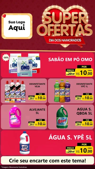 Modelo de TV para TV Vertical com o tema Dia dos Namorados para Produtos de Limpeza