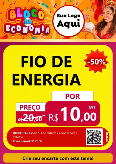 Modelo de Cartaz para Cartaz A4 Vertical com o tema Bloco da Economia para Materiais Elétricos