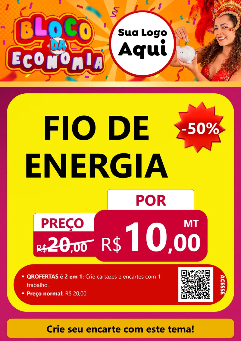 Modelo de Cartaz para Cartaz A4 Vertical com o tema Bloco da Economia para Materiais Elétricos