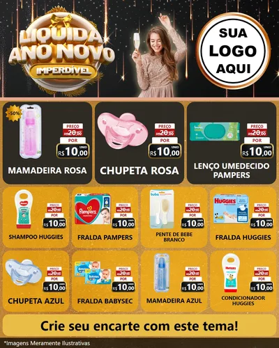 Modelo de Rede Social para Feed Instagram com o tema Liquida Ano Novo Imperdível para Bebês