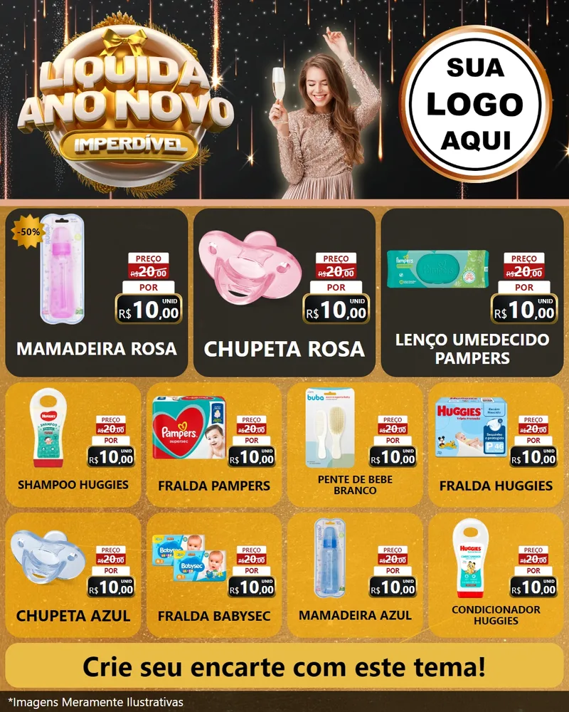 Modelo de Rede Social para Feed Instagram com o tema Liquida Ano Novo Imperdível para Bebês