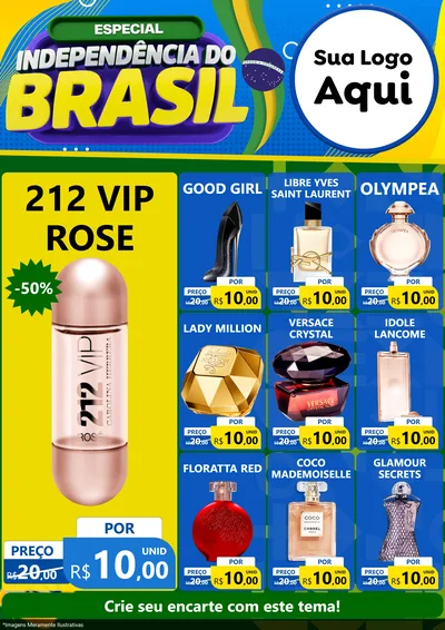 Modelo de Encarte para Encarte A4 Vertical com o tema Especial Independência do Brasil para Perfumes