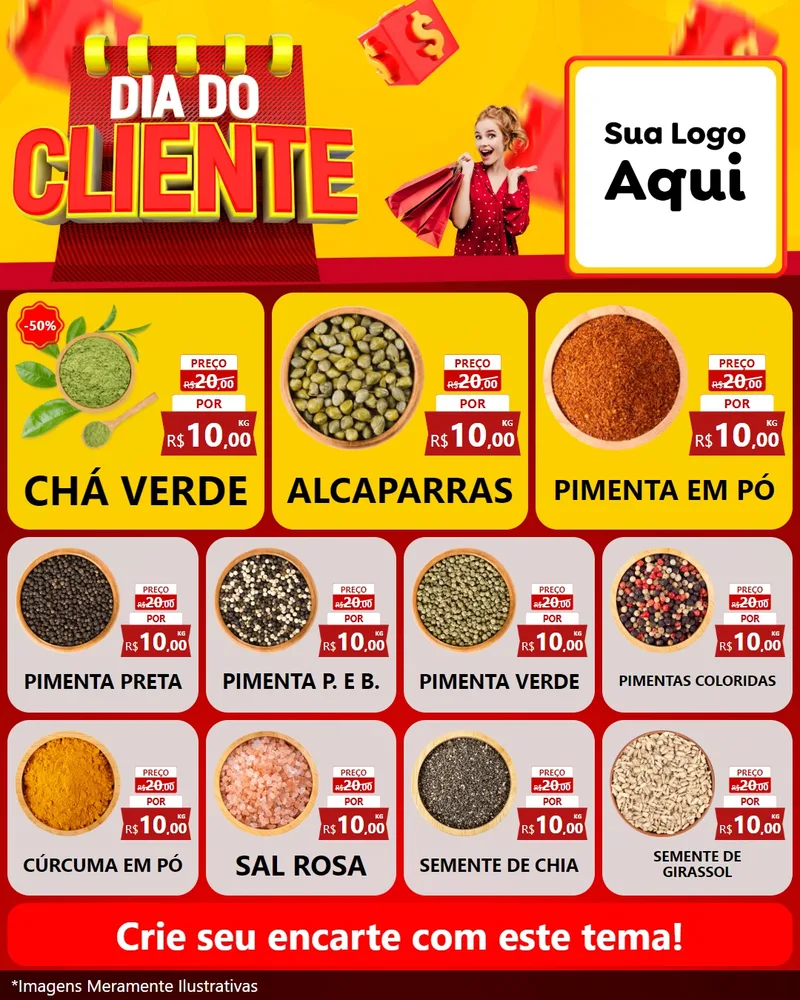 Modelo de Rede Social para Feed Instagram com o tema Dia do Cliente para Produtos Naturais