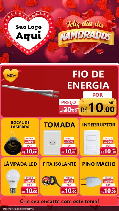 Modelo de Rede Social para Stories com o tema Feliz Dia Dos Namorados para Materiais Elétricos