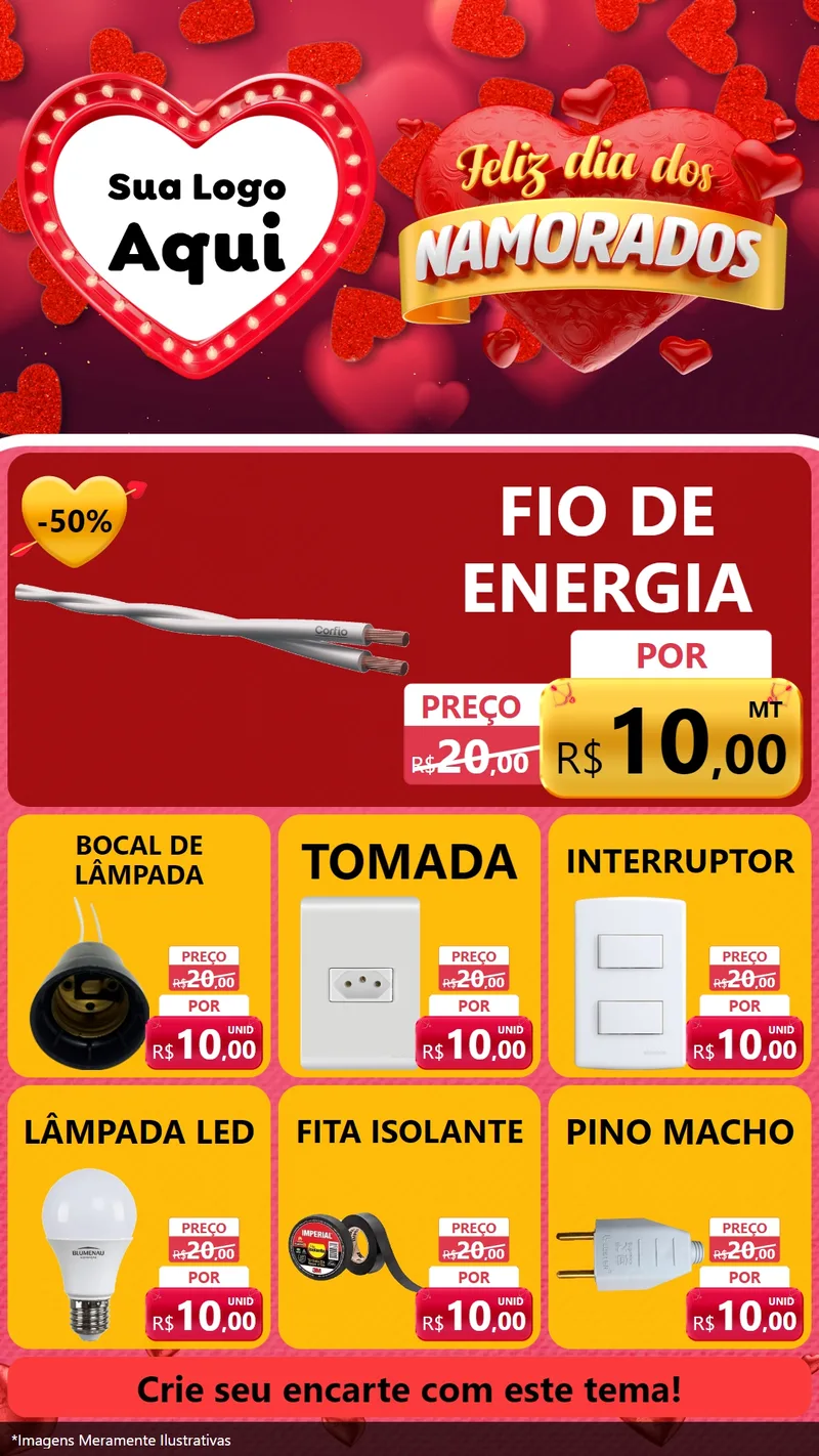 Modelo de Rede Social para Stories com o tema Feliz Dia Dos Namorados para Materiais Elétricos