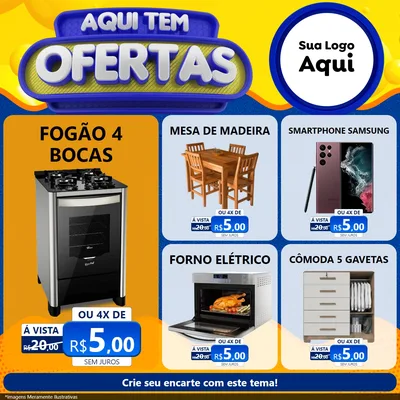Modelo de Rede Social para Feed Facebook com o tema Aqui Tem Ofertas para Móveis e Eletro