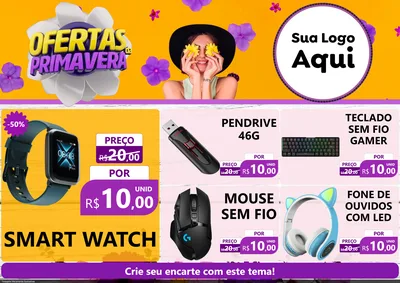 Modelo de Encarte para Encarte A4 Horizontal com o tema Ofertas Da Primavera para Informática
