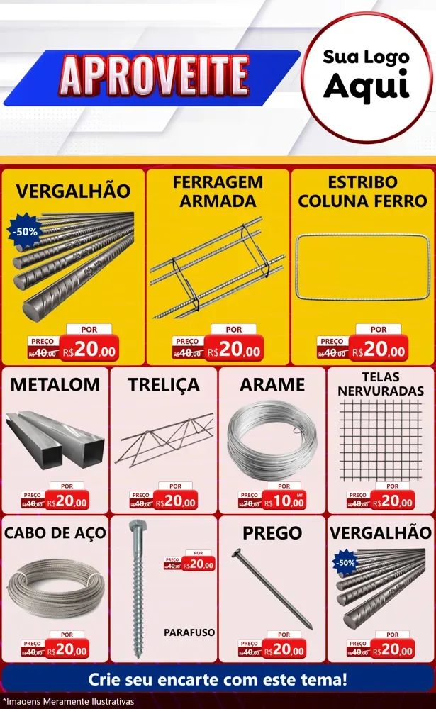 Modelo de Encarte para Encarte Grande com o tema Aproveite para Ferragens