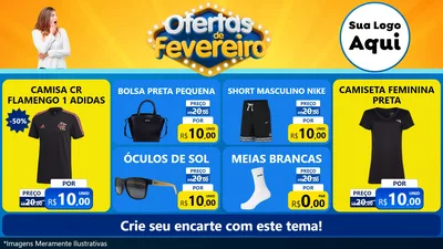 Modelo de TV para TV Horizontal com o tema Ofertas de Fevereiro para Roupas e acessórios
