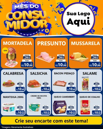 Modelo de Rede Social para Feed Instagram com o tema Mês do Consumidor para Frios e Laticínios