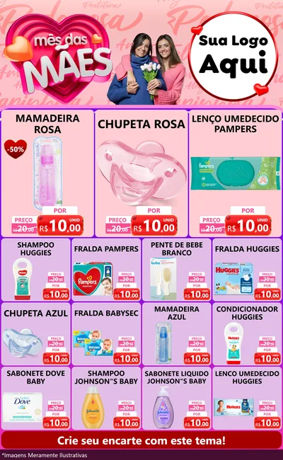 Modelo de Encarte para Encarte Grande com o tema Mês Das Mães para Bebês