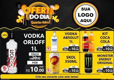 Modelo de Encarte para Encarte A4 Horizontal com o tema Oferta do Dia - Quarta Feira! para Distribuidora de bebidas
