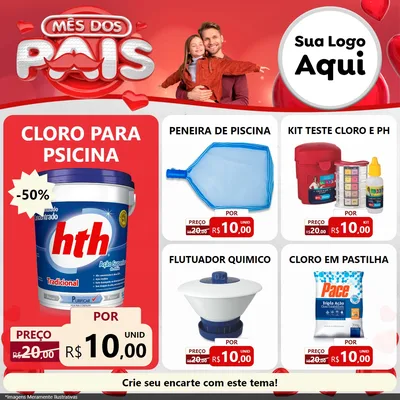 Modelo de Rede Social para Feed Facebook com o tema Mês dos Pais para Produtos para Piscina