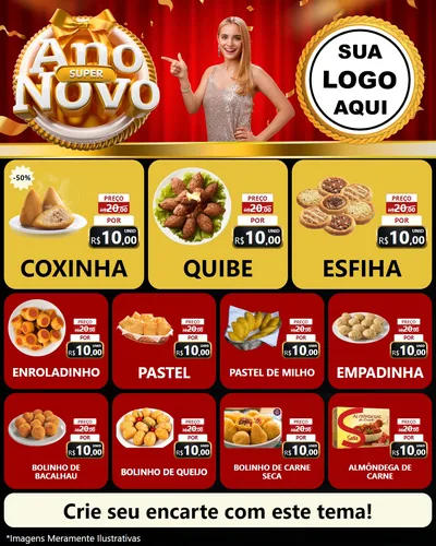 Modelo de Rede Social para Feed Instagram com o tema Super Ano Novo para Salgadaria
