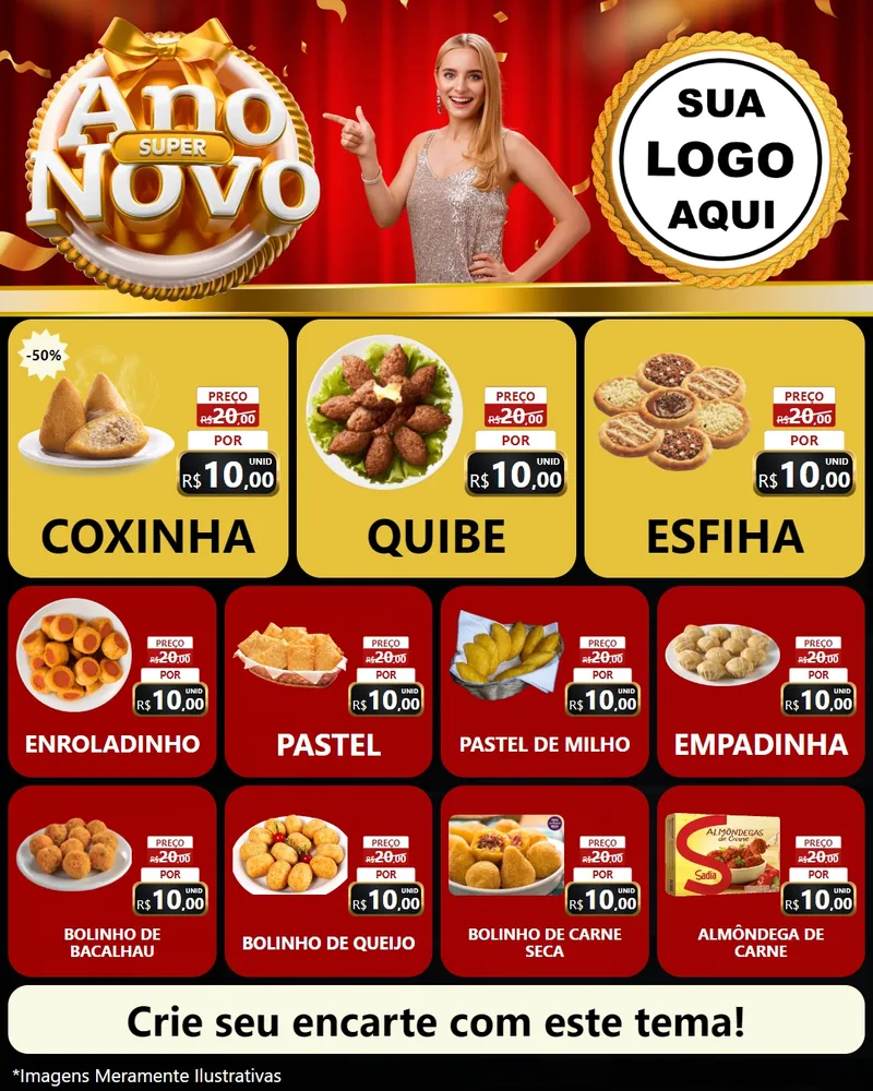 Modelo de Rede Social para Feed Instagram com o tema Super Ano Novo para Salgadaria