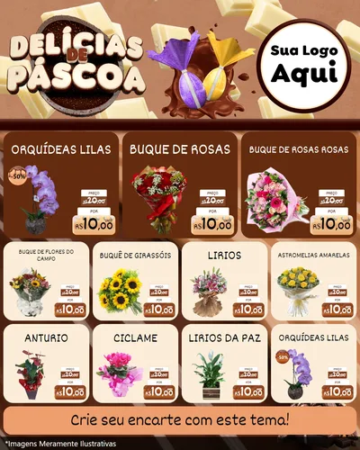 Modelo de Rede Social para Feed Instagram com o tema Delícias de Páscoa para Floricultura e jardim