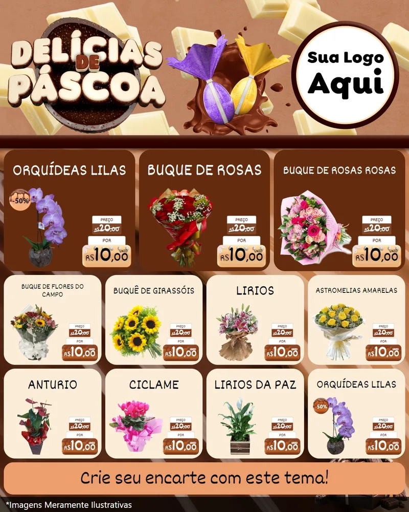 Modelo de Rede Social para Feed Instagram com o tema Delícias de Páscoa para Floricultura e jardim