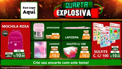Modelo de TV para TV Horizontal com o tema Quarta Explosiva para Papelaria