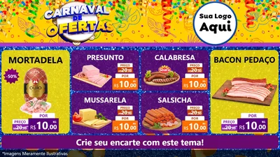 Modelo de TV para TV Horizontal com o tema Carnaval de Ofertas para Frios e Laticínios
