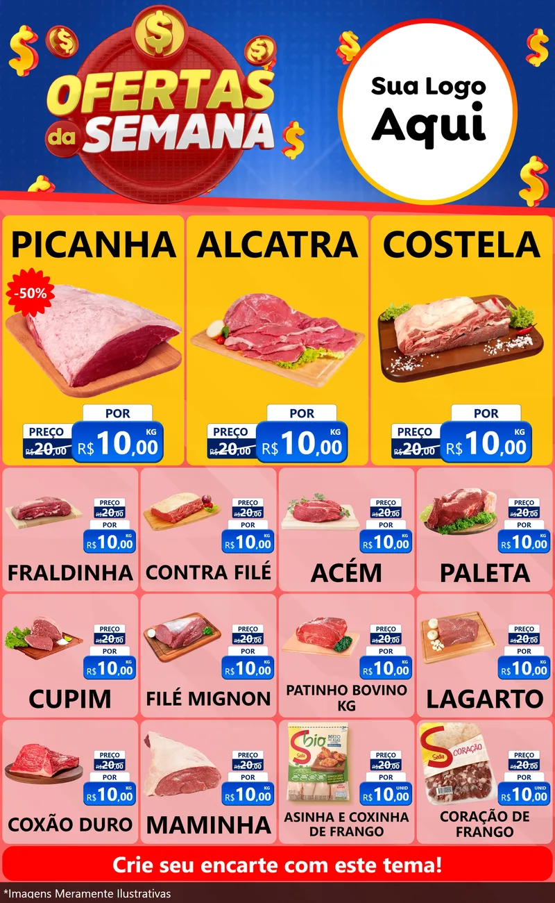Modelo de Encarte para Encarte Grande com o tema Ofertas Da Semana para Açougue
