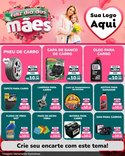 Modelo de Rede Social para Feed Instagram com o tema Feliz Dia das Mães para Auto peças