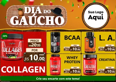 Modelo de Encarte para Encarte A4 Horizontal com o tema Dia do Gaúcho para Suplementos alimentares