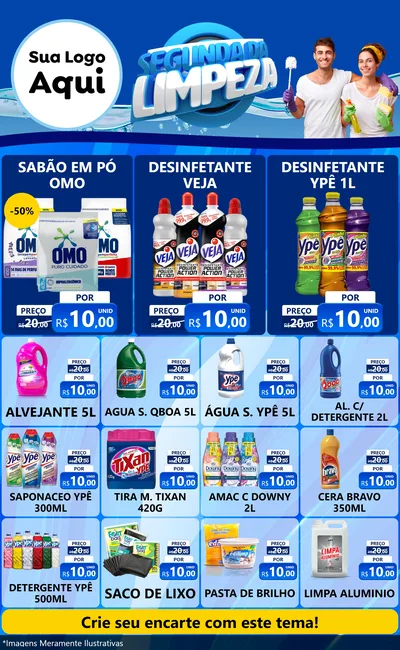 Modelo de Encarte para Encarte Grande com o tema Segunda da Limpeza para Produtos de Limpeza