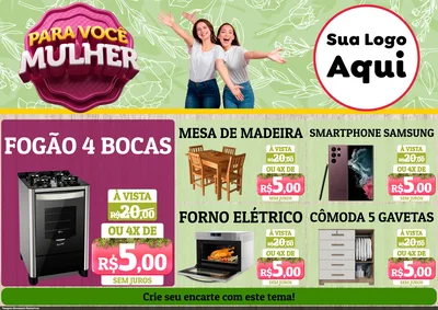 Modelo de Encarte para Encarte A4 Horizontal com o tema Para Você Mulher para Móveis e Eletro