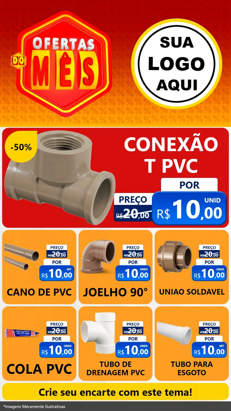 Modelo de Rede Social para Stories com o tema Ofertas do Mês para Tubos e conexões