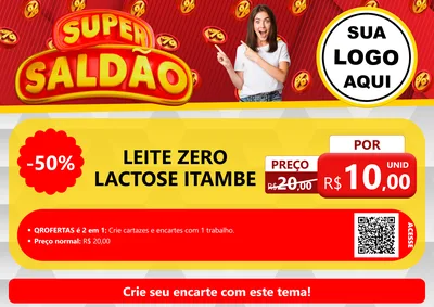 Modelo de Cartaz para Cartaz A4 Horizontal com o tema Super Saldão para Frios e Laticínios