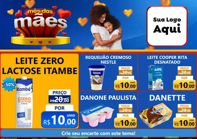 Modelo de Encarte para Encarte A4 Horizontal com o tema Mês das Mães para Frios e Laticínios