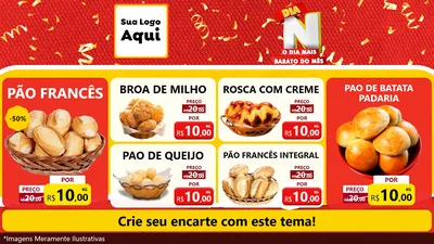 Modelo de TV para TV Horizontal com o tema Dia N o Dia Mais Barato do Mês para Padaria