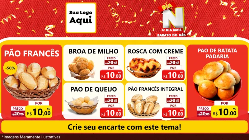 Modelo de TV para TV Horizontal com o tema Dia N o Dia Mais Barato do Mês para Padaria