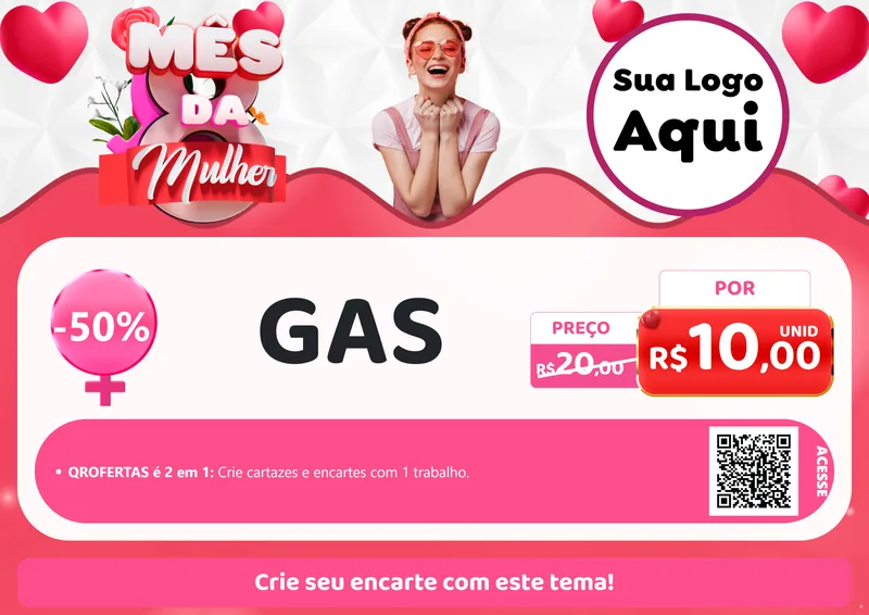 Modelo de Cartaz para Cartaz A4 Horizontal com o tema Mês da Mulher para Água e gás