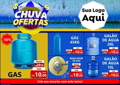 Modelo de Encarte para Encarte A4 Horizontal com o tema Chuva de Ofertas para Água e gás