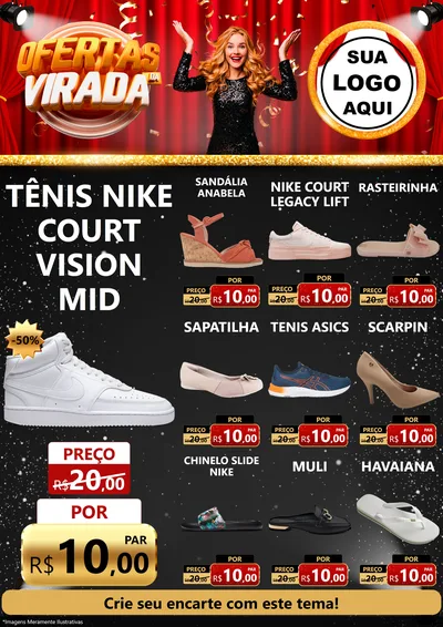 Modelo de Encarte para Encarte A4 Vertical com o tema Ofertas da Virada para Calçados