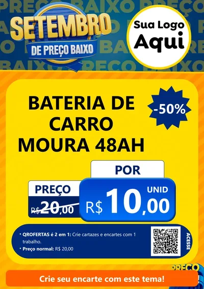 Modelo de Cartaz para Cartaz A4 Vertical com o tema Setembro De Preço Baixo para Baterias Elétricas
