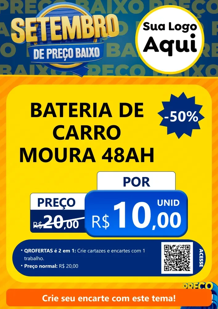Modelo de Cartaz para Cartaz A4 Vertical com o tema Setembro De Preço Baixo para Baterias Elétricas