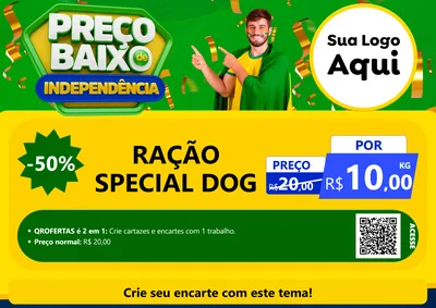 Modelo de Cartaz para Cartaz A4 Horizontal com o tema Preço Baixo de Independência para Pet Shop