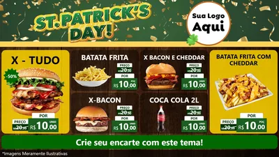 Modelo de TV para TV Horizontal com o tema St Patriks Day para Hamburgueria