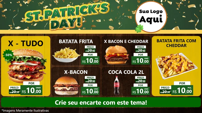 Modelo de TV para TV Horizontal com o tema St Patriks Day para Hamburgueria
