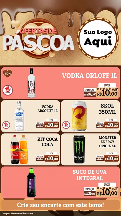 Modelo de TV para TV Vertical com o tema Ofertas de Páscoa para Distribuidora de bebidas