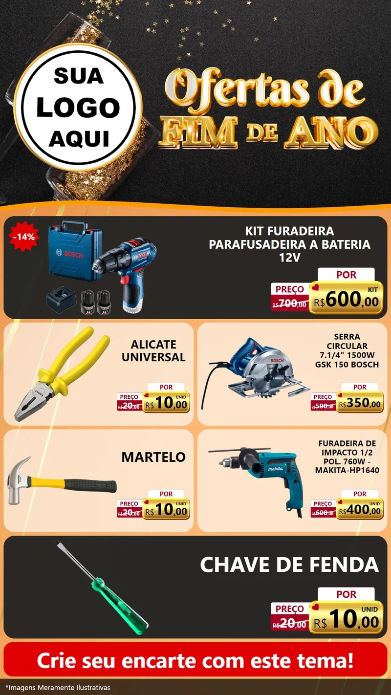 Modelo de TV para TV Vertical com o tema Ofertas de Fim de Ano para Maquinas e Ferramentas