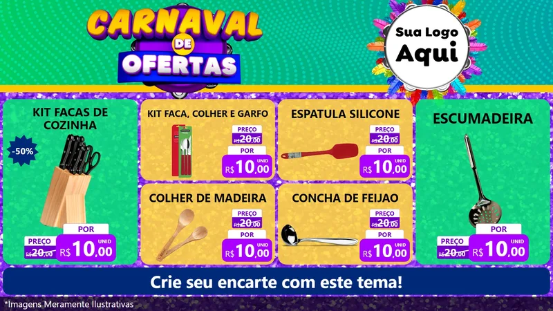 Modelo de TV para TV Horizontal com o tema Carnaval de Ofertas para Utilidades Domésticas